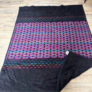vintage Biederlack made in USA blanket vibrant multi-color geometric pattern.